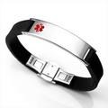 Marley Black Rubber Medical Bracelet - Red Symbol